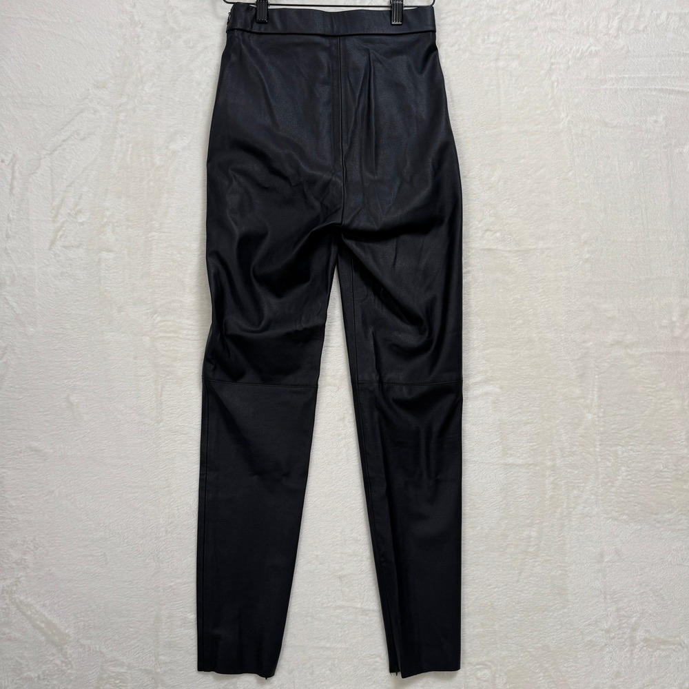 Zara Leggings Womens XS Black Faux Leather High Rise Seamed Ankle Zip Slim Fit - Picture 6 of 10